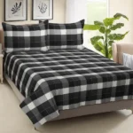 Cotton Checked design Bed Sheet with pillow covers