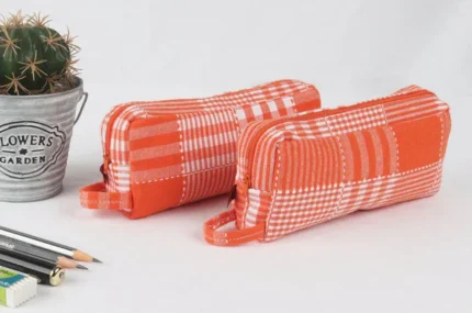 Cotton Orange Pencil Pouches