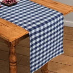 Cotton Blue Checked Table Runner